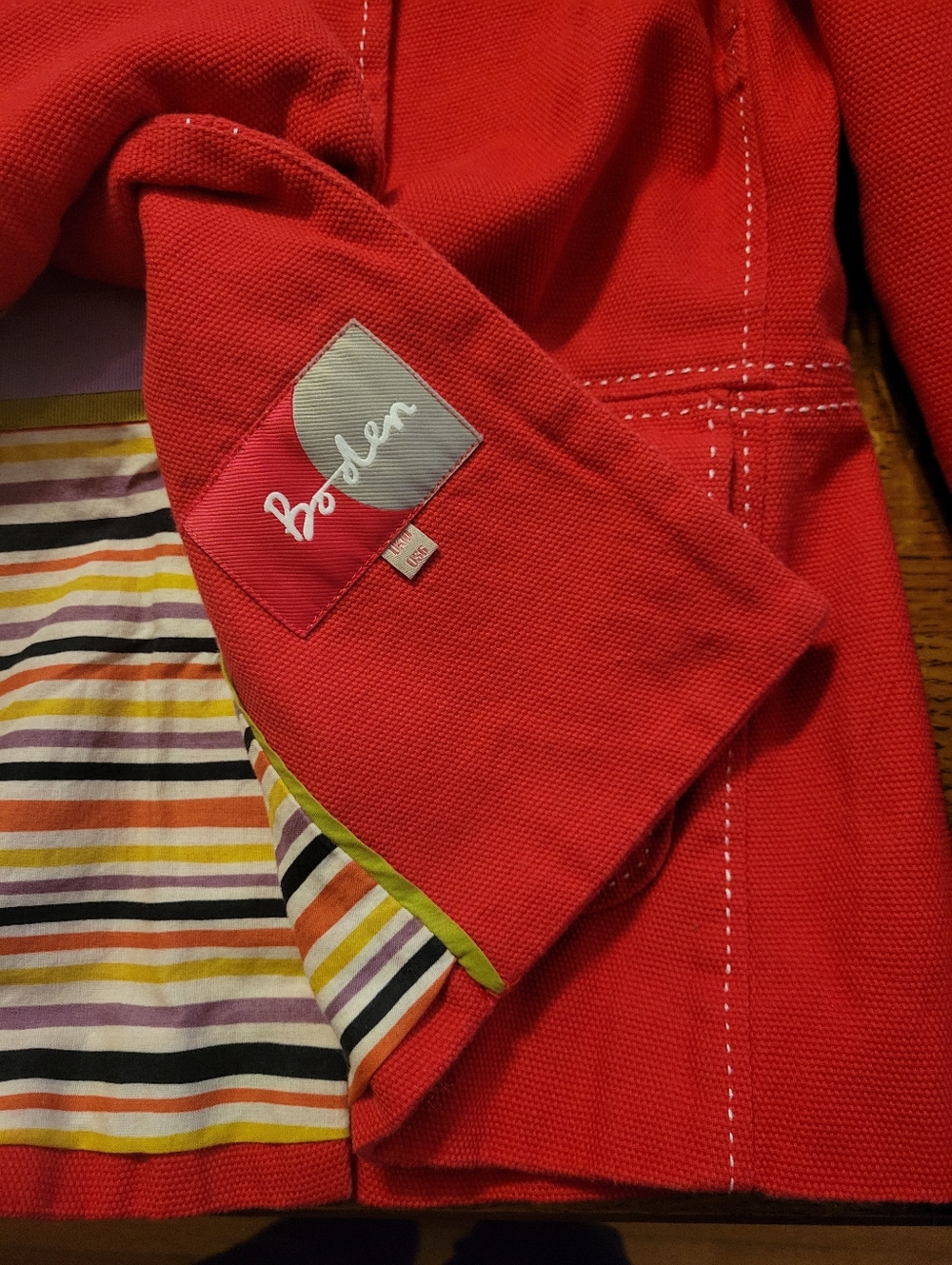 Boden Retro Cropped Blazer - Red - Picture 5 of 7
